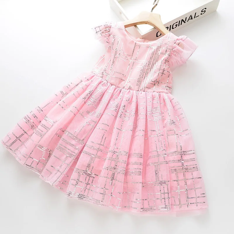 Girls Dresses 2020 New Kids Clothing Wear Simple Gradient Sequins Mesh Sleeveless Sweet Princess Dress | Детская одежда и обувь