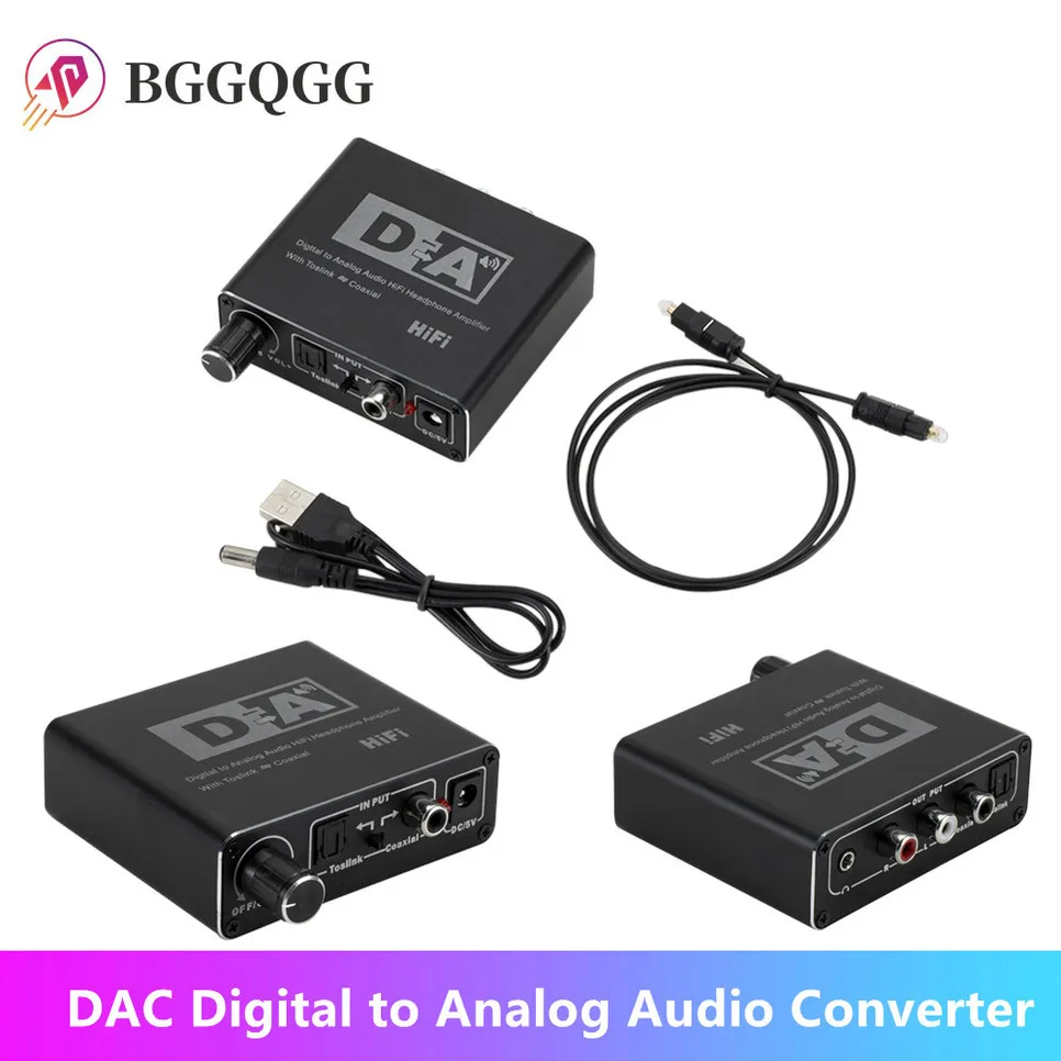 BGGQGG Hifi цифро-аналоговый преобразователь звука RCA 3 5 мм усилитель для наушников