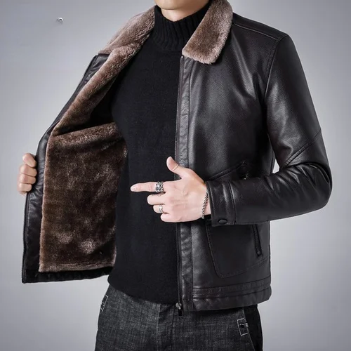 overland coats Men's Winter Fur Coats Male Genuine Leather Jackets Black Goatskin Coat Lambs Wool Liner Jacket Chaquetas Hombre Gmm432 sheepskin coat Genuine Leather