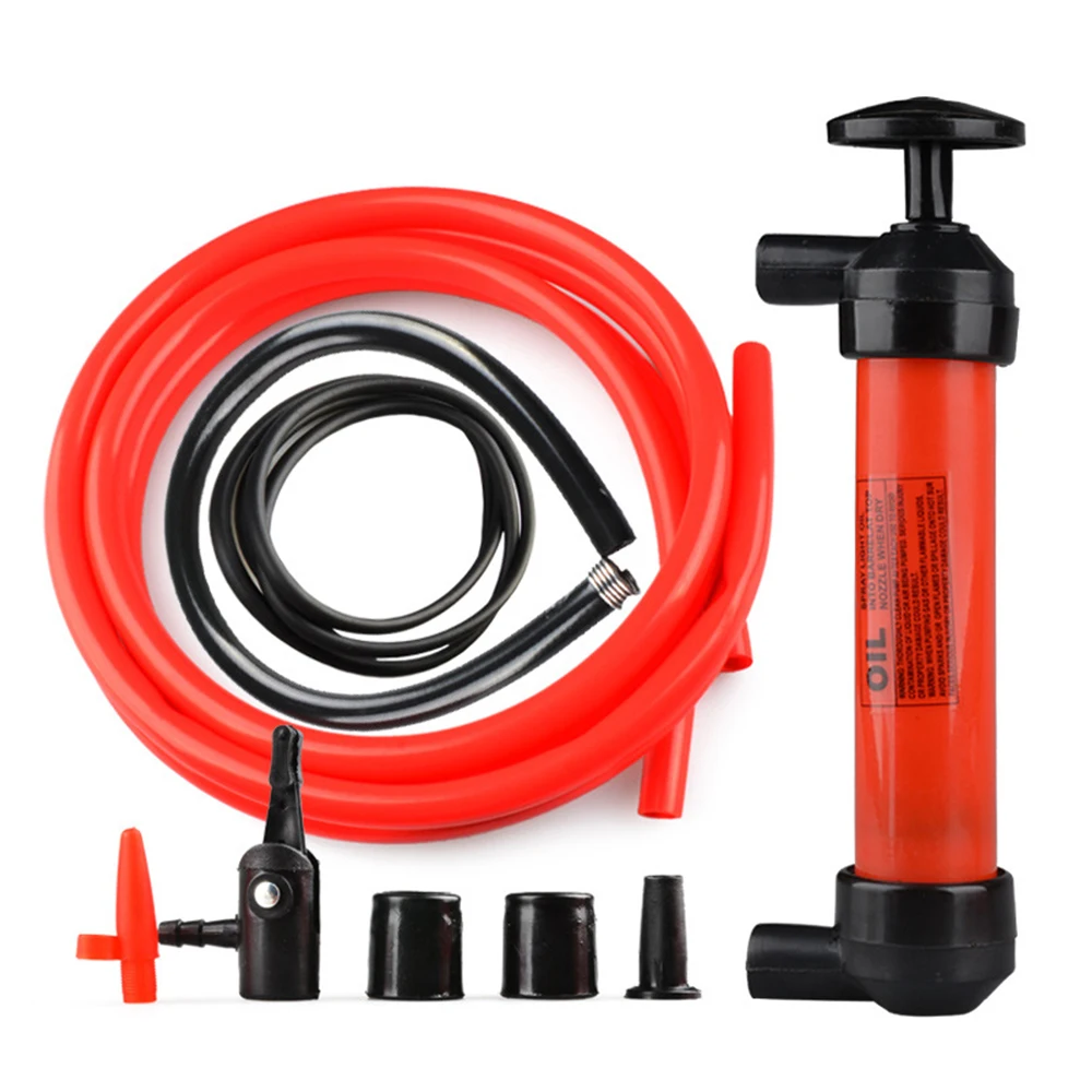 

Dual Purpose Fuel Transfer Pump Kit Fluid Hand Pump with Tubes Connectors Adapters for Gas Oil Liquids Add Gasoline Motor Oil