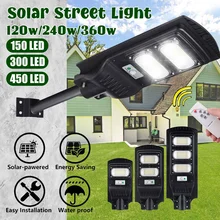 Smuxi 30000LM 120 Вт/240 Вт/360 Вт Солнечный уличный светильник 150/300/500 черная уличная лампа высокой яркости датчик движения Дистанционное управление IP65