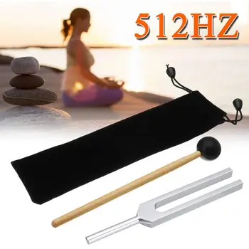 

512Hz Aluminum Medical Tuning Fork+Mallet Chakra Hammer Ball Diagnostic for Healing Sound Vibration Therapy Medical Tools w/Bag