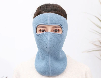 Blue Женская осенне-зимняя непромокаемая лицевая маска, Флисовая теплая маска для рта, Женская дышащая, защищающая от холода шарф-труба унисекс - Цвет: Blue