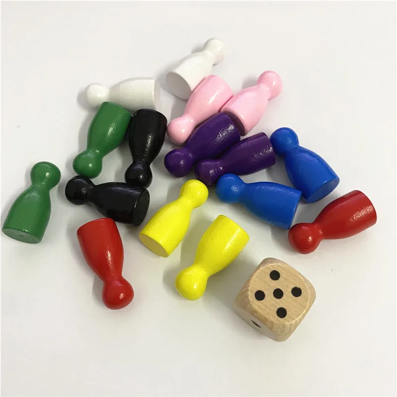 10PCS with 1 wood Dice Big Wooden Humanoid Big meeples Chess