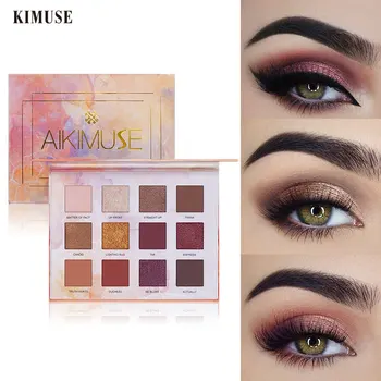 

KIMUSE 12 Colors Giltter Eyeshadow Palette Eye Makeup Waterproof Matte Shimmer Pressed Powder Shadows Eye Makeup Cosmetics