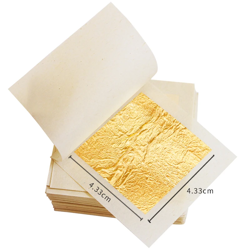 Листочек из съедобного золота, настоящая Золотая фольга, 100 шт, 4,33x4,33 см, для маски для лица, художественное ремесло, позолота, бумага, съедобное украшение торта, 24K золотой лист