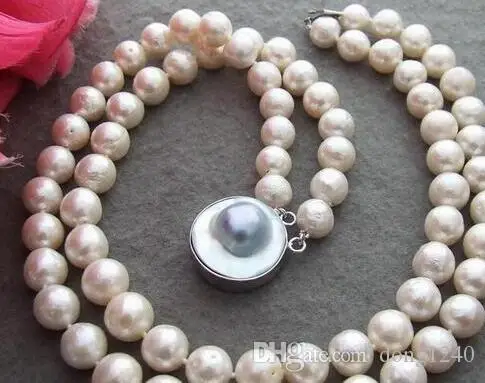 

Beautiful beautiful! 17 "11mm grain-nucleated pearl necklace necklace-Mabe closure