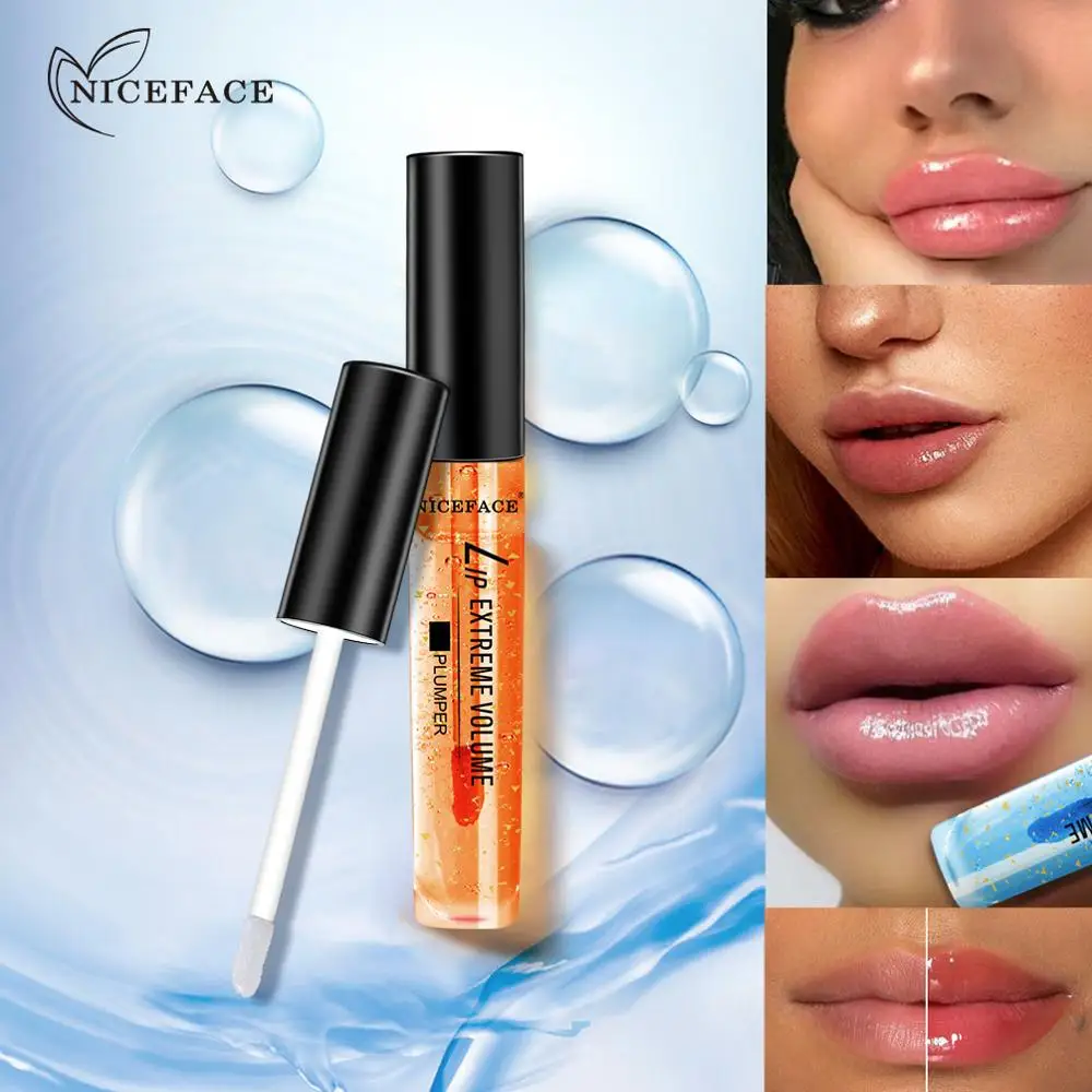 Масло для губ Niceface extreme с золотой фольгой прозрачный гель уменьшения линии