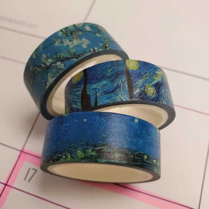 

3pcs/lot Vintage Van Gogh Washi Tape Set Journal Material Creative Starry Sky Label Sticker Masking Tape For Scrapbooking