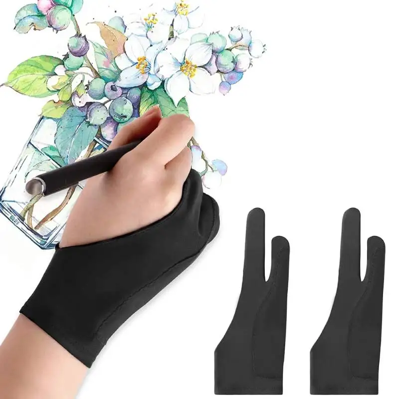 2pcs Artists Gloves Palm Rejection Two Fingers Gloves for Drawing Pen Display Paper Art Painting Sketching iPad Graphics Tablet