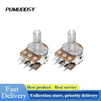 

5PCS/LOT WH148 B10K Ohm R Amplifier High Quality Dual Stereo Potentiometer Pot 10K Linear shaft 15mm 6Pin