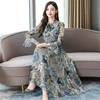 2022 Vintage 3XL Plus Size Boho Midi Dress Autumn Winter Print Chiffon Beach Dress Women Full Sleeve Casual Party Maxi Vestidos ► Photo 2/6