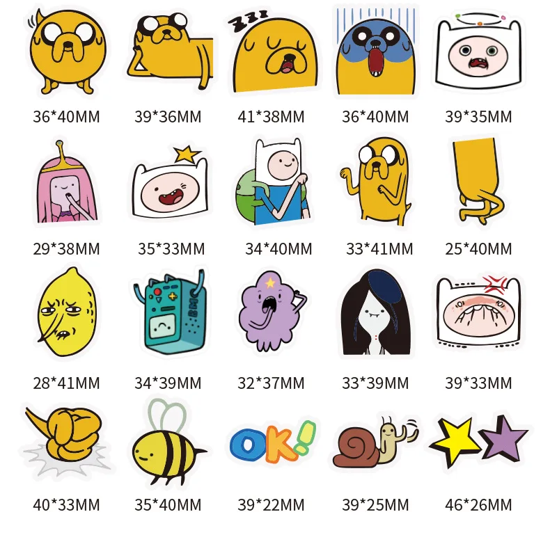 40pcs Animal Adventure Time Stickers PVC Waterproof Scrapbooking Luggage Motorcycle Guitar Skateboard Funny Sticker Kids Toys