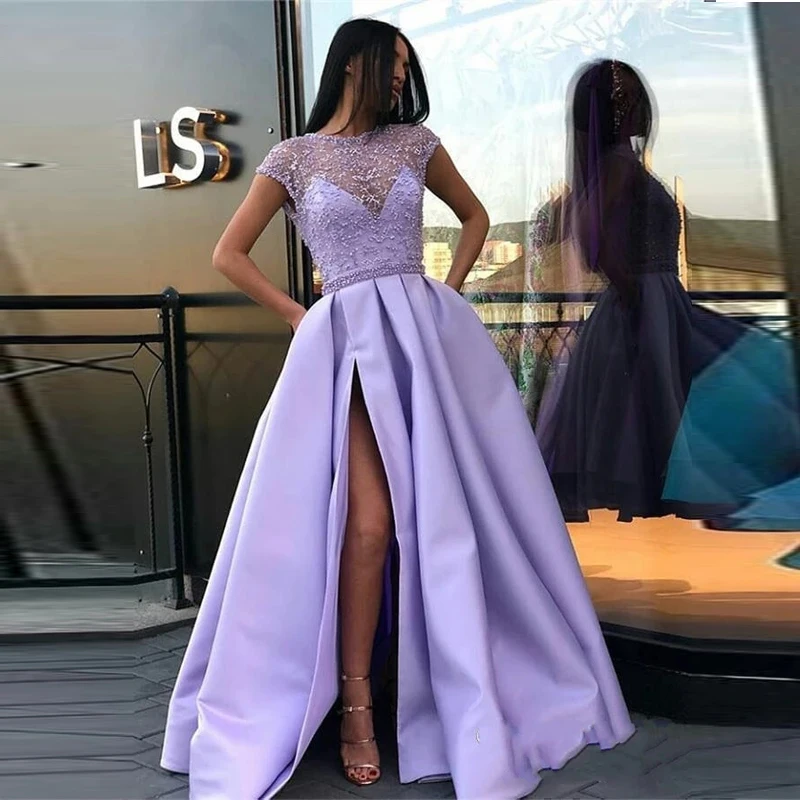 Robe de Soiree, кружевные платья выпускного вечера,, лавандовое, Дубай, арабское, официальное платье, вечерние, abendkleider, сексуальное вечернее платье, длинное