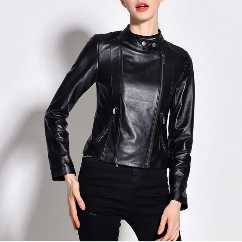 XUXI весна осень одежда из искусственной кожи короткий стоячий воротник Slim Fit локомотивное кожаное пальто куртки женские куртки FZ0211