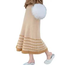 Эластичная Талия Лоскутная Флокированная трикотажная Женская длинная юбка осень зима элегантные винтажные юбки Харадзюку Повседневная Falda Saia