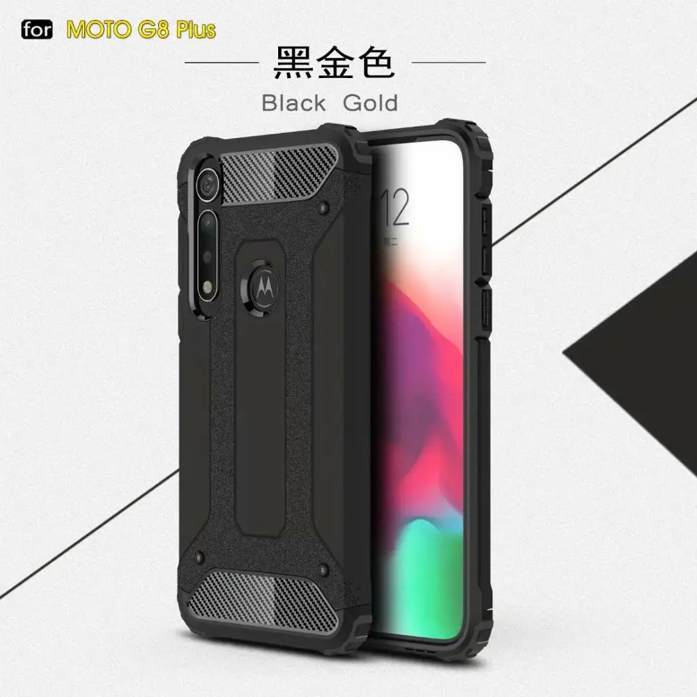 20 шт./лот, жесткий чехол из ТПУ+ поликарбоната для Motorola Moto G5 G5S G6 G5 G5S G6 plus G7 plus power play G8 plus play - Цвет: Черный