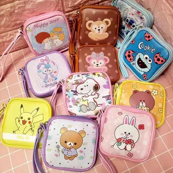 

cartoon Women Small Coin Bag Pu Leather ear phone bag Purse Small Coin Money Key Card Holder Case Pouch snopy bag