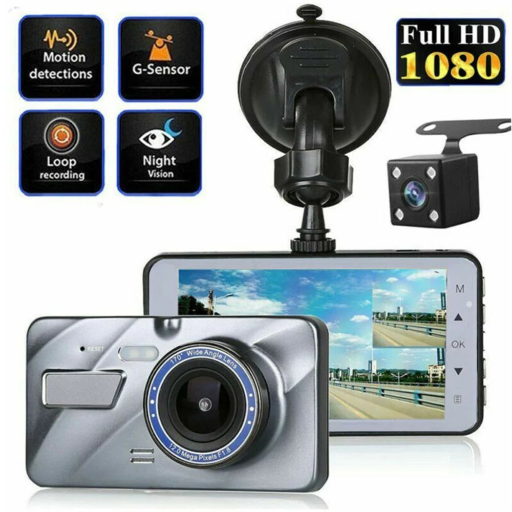 Full HD 1080P Автомобильный видеорегистратор Камера авто 4,3 дюймов зеркало заднего вида цифровой видеорегистратор двойной объектив регистратор видеокамера