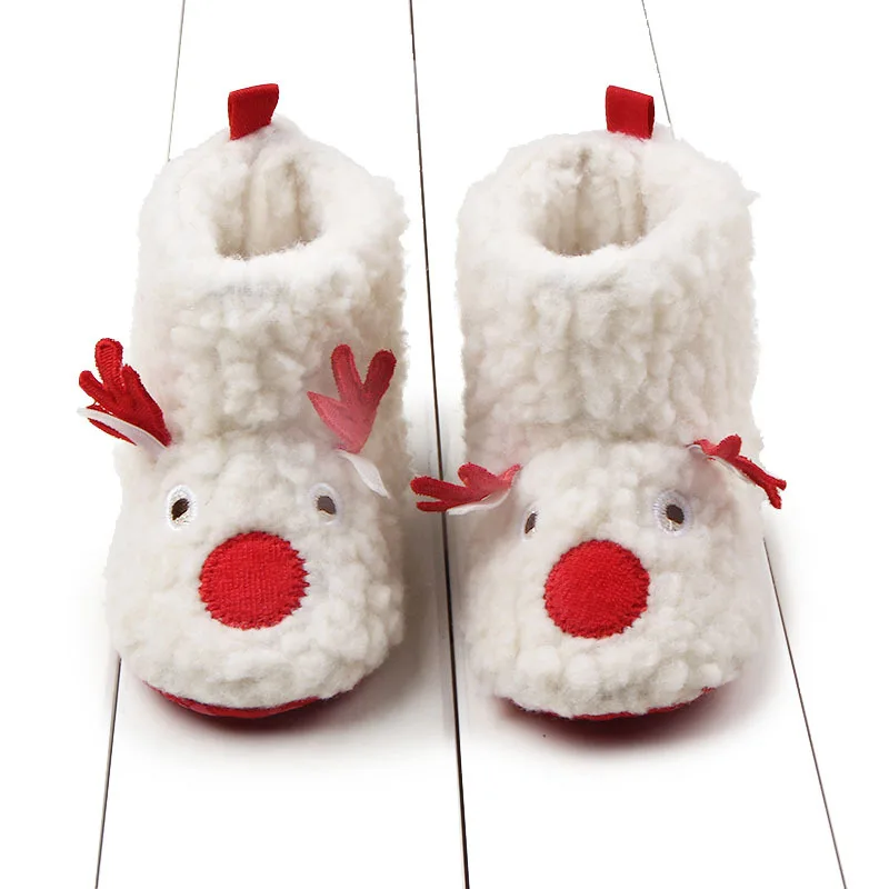 Рождественская зимняя теплая обувь для маленьких девочек и мальчиков; милая обувь для малышей с лосем; нескользящая обувь для новорожденных; обувь для малышей