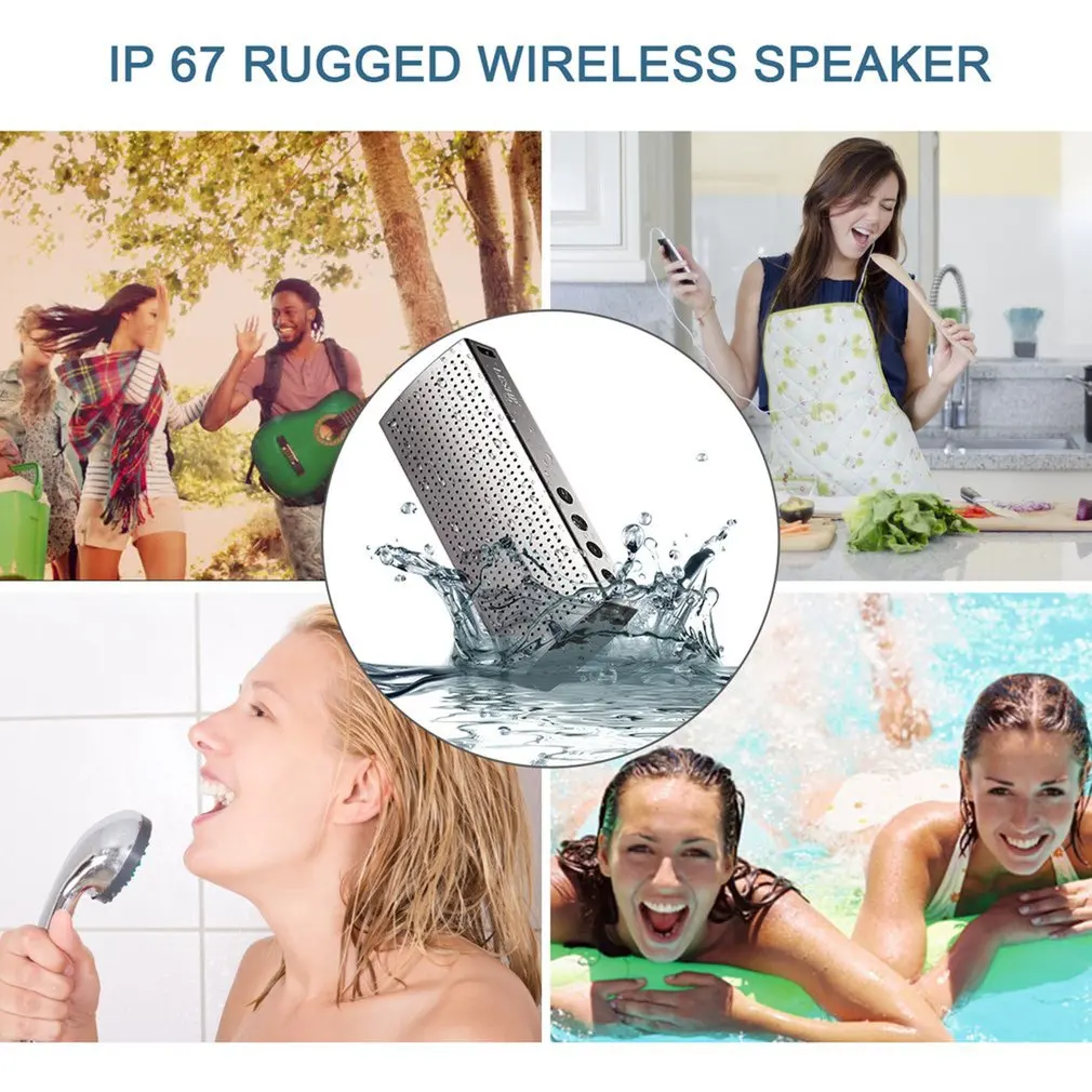 LESHP серый водонепроницаемый IP67 3,7 V 2200MA литий-полимерный алюминиевый динамик беспроводной CSR 4,0 8635 Hands-free 120 HZ-20 KHZ