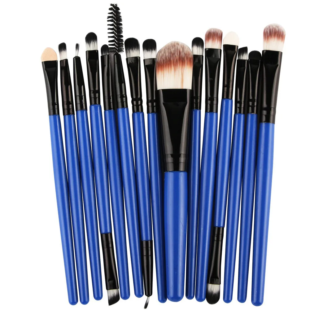 15 шт. кисти для макияжа Набор теней для век Пудра карандаш для глаз с ресницами, губами Макияж Кисти Косметический Красота ящик для инструментов, лидер продаж - Handle Color: Blue