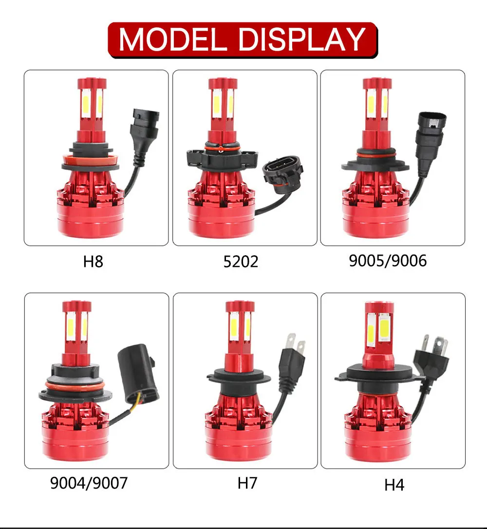 2 шт. светодиодный H7 H4 светодиодный фары лампы 8000LM 4 стороны COB налобный фонарь светодиодный H1 H11 H8 H9 H13 9005 9006 9004 Авто Противотуманные фары светодиодный огни автомобиля