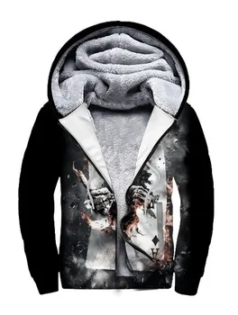 

Fashion Digital Printing Thickened Fuzzed Double Layer Zipper Hat Guard Clothes Men's Sweatshirts Printing Blouse hoodies