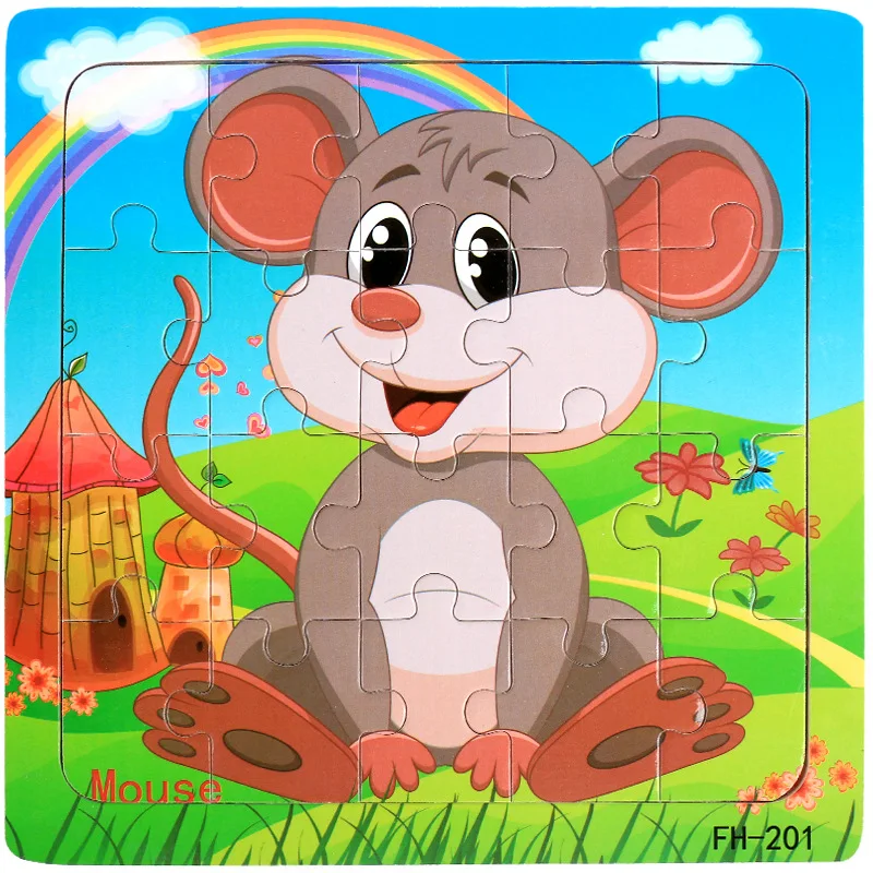 Hot Sale 9/20 Slice Kids Puzzle Toy Animals and Vehicle Wooden Puzzles Jigsaw Baby Educational Learning Toys for Children Gift 7