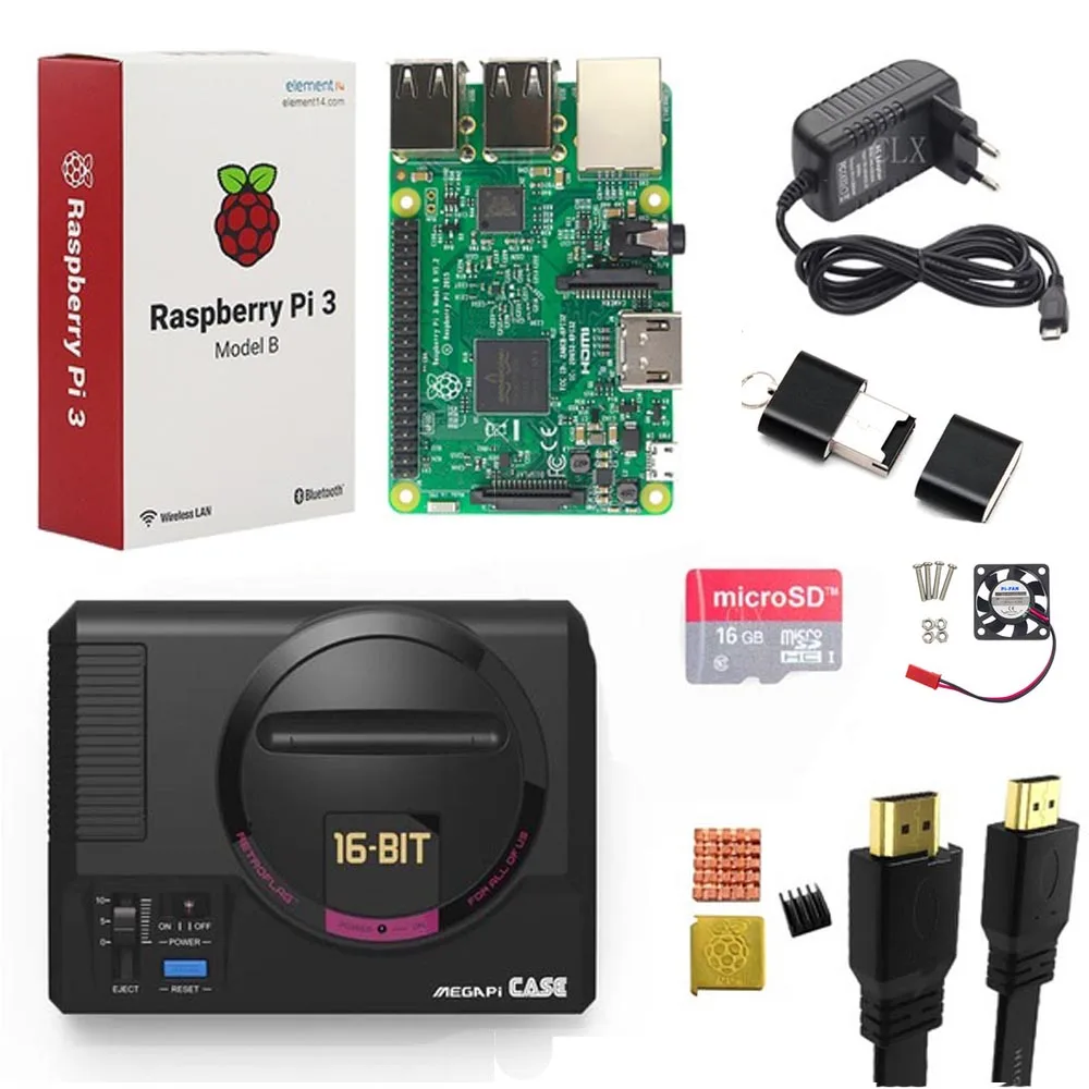 Kit F Retroflag MEGAPi чехол+ Raspberry pi 3B+(плюс)+ 16/картой памяти на 32 ГБ+ 5V 3Apower+ HDMI+ теплоотвод для Raspberry pi 3B - Цвет: Kit F