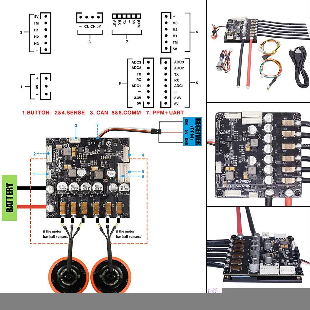 

Dual Drive V6 Integrated Version Electric Skateboards ABI, HALL, AS5047 DC, BLDC, FOC (sinusoidal) Accessories