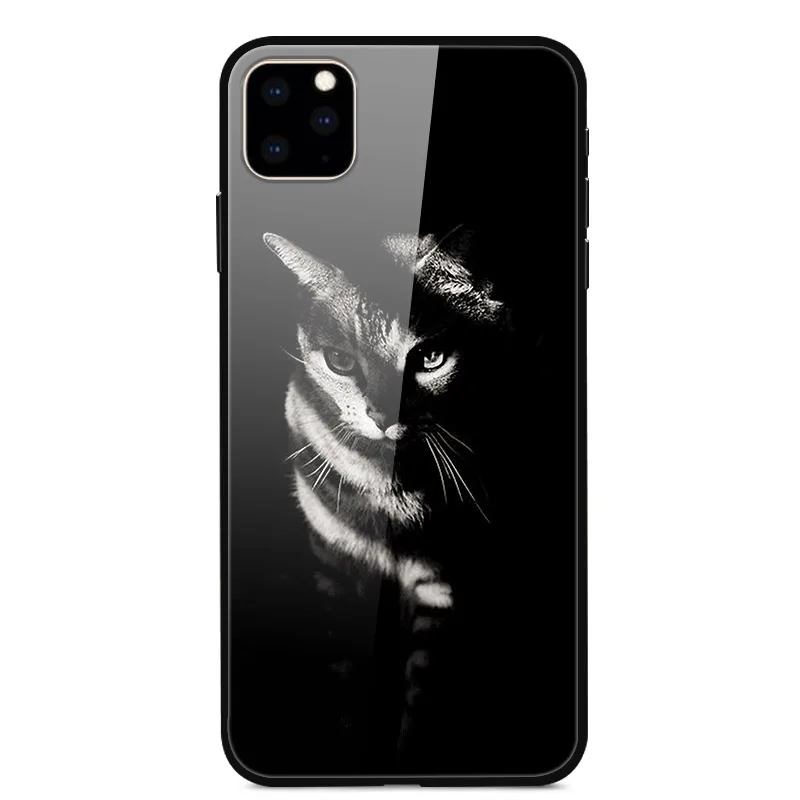 07 Закаленное стекло чехол для iPhone 11 11Pro максимальный Чехол Мягкий бампер задняя крышка для iPhone 11 Pro Max телефон стеклянная крышка для iPhone11 - Цвет: 07