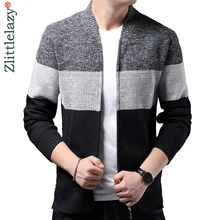 Полосатый толстый теплый зимний полосатый вязаный кардиган свитер Мужская одежда Джерси мужские вязаные свитера пальто Мужская мода 9314