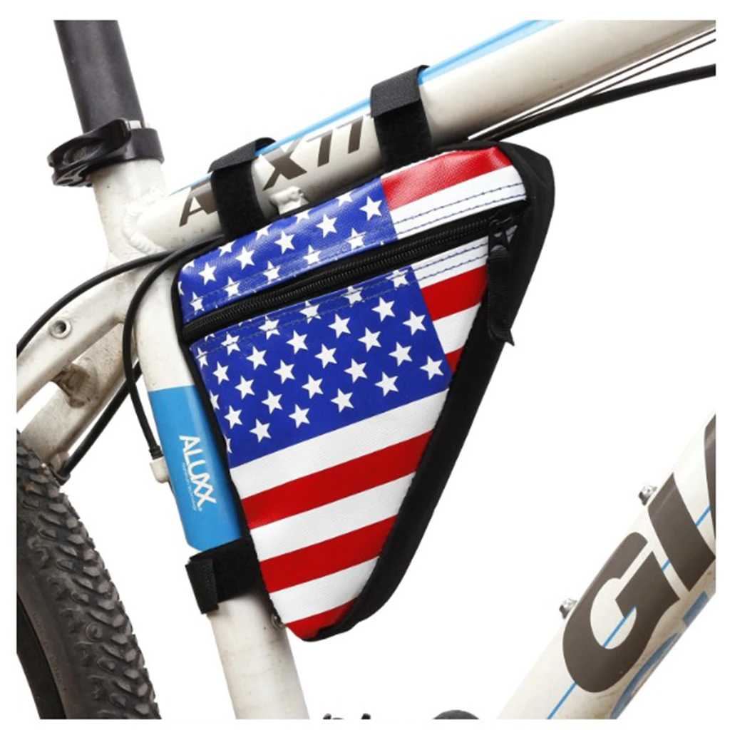 Cycling Bike Bicycle Frame Bag Waterproof Top Front Tube Triangle Pouch Bags American Flag Seat Phone Pack Cycle Accessories