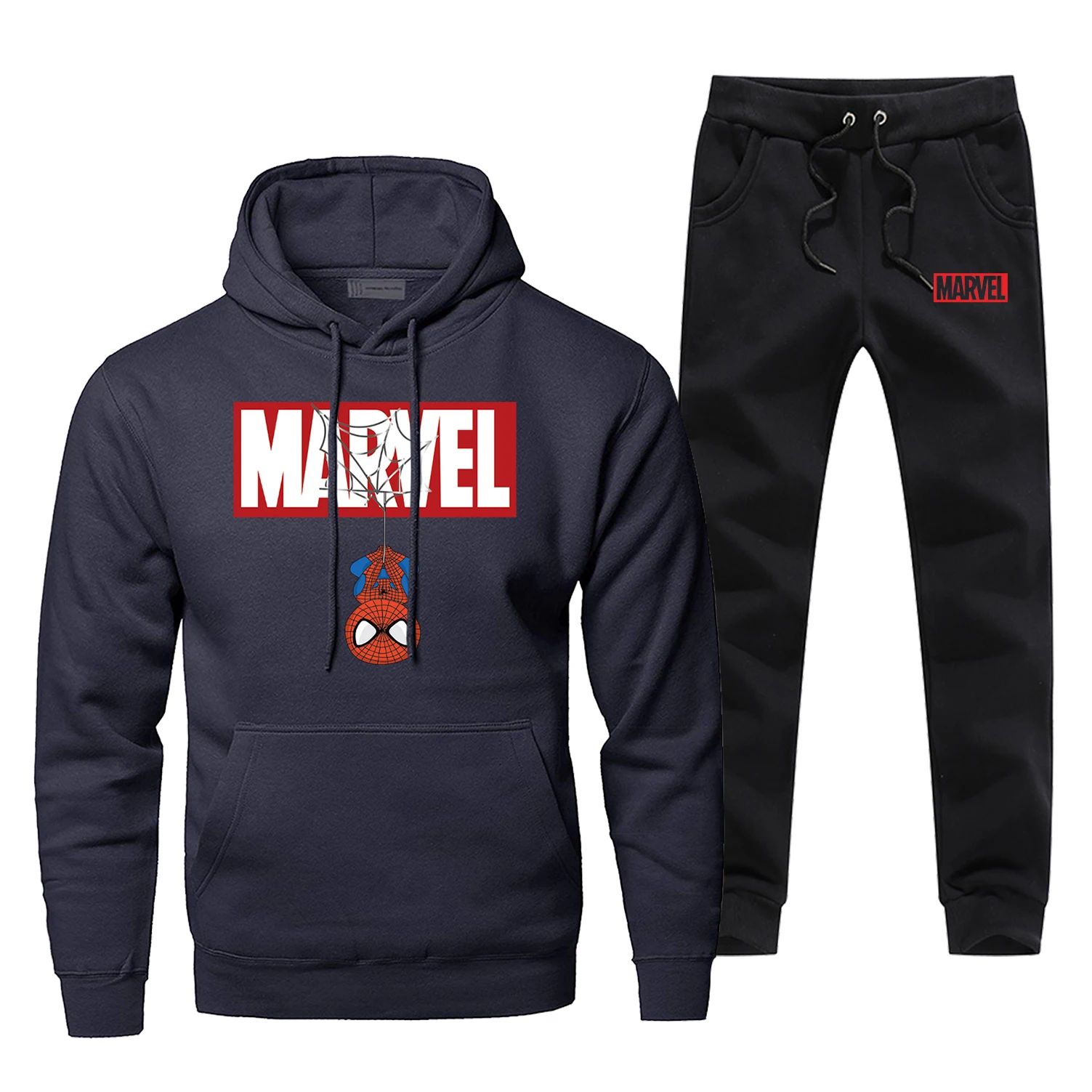 Человек-паук, толстовки с капюшоном, брюки, набор для мужчин, Marvel, толстовка с капюшоном, мужские худи супергерой, Pollover, 2 шт., уличная одежда, мужские забавные толстовки