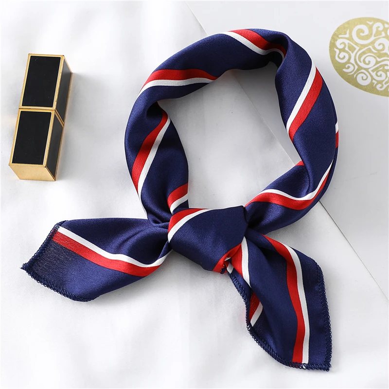 

2019 Design Silk Square Scarf for Women Small Neck Scarfs Fashion Print Foulard Hairband Satin Neck Head Kerchief