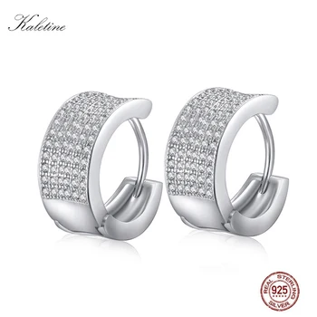 

Kaletine Solid 925 Sterling Silver Big Hoop Earrings for Women Six Row CZ Huggie Earings Fashion Jewelry Men Kpop ESCH8053
