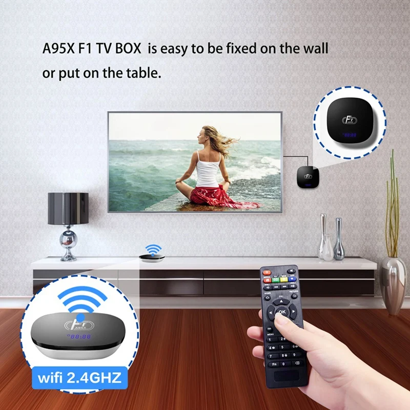 Smart Tv Box A95X F1 Android 8,1 Tv Box Amlogic S905W телеприставка пульт дистанционного управления четырехъядерный Vp9 H.265 2 Gb/16 Gb 2,4G Wifi Hd box