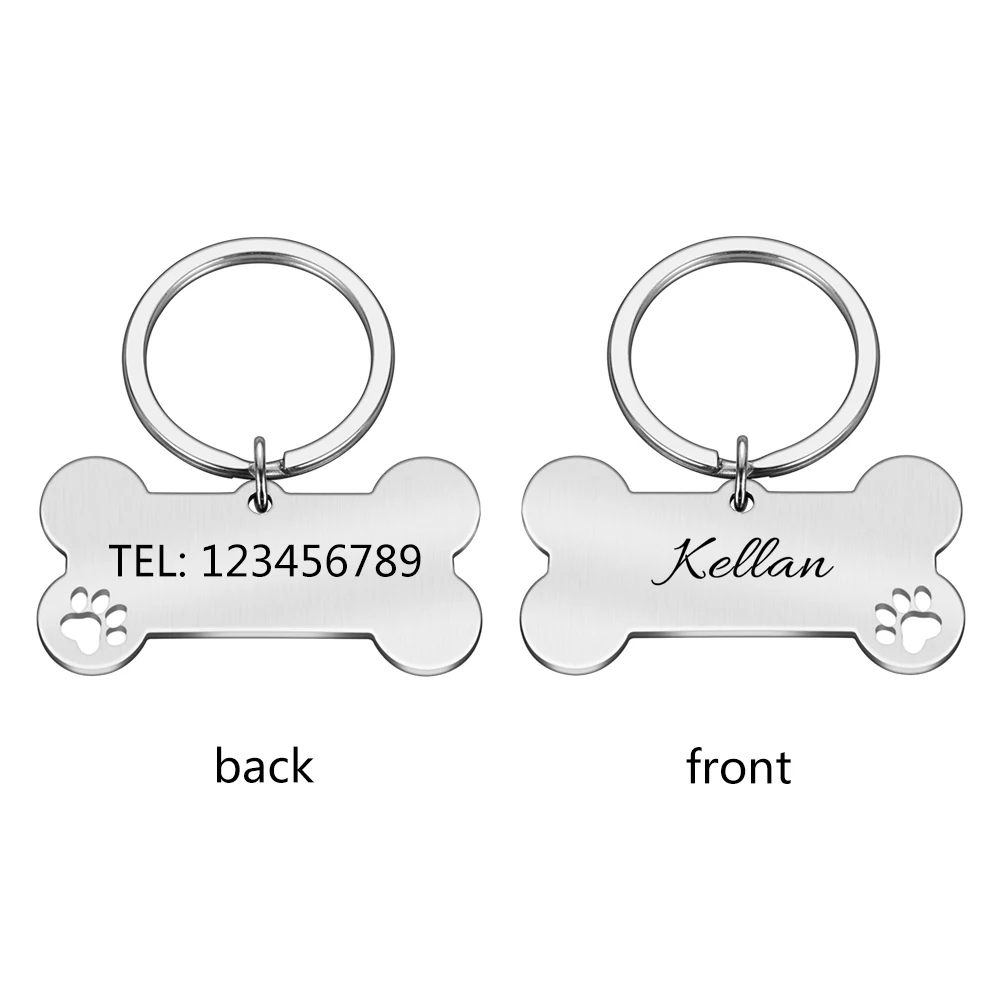 Personalized Collar Pet ID Tag Engraved Pet ID Name for Cat Puppy Dog Tag Pendant Keyring Bone Tag Pet Accessories Dropshipping