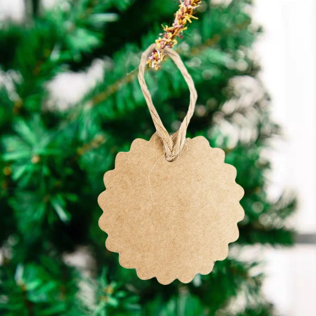100pcs Christmas Christmas Tree Kraft Paper Wishing Card Linen For Diy Paper Cards Making Love Party Supplies Home Decorative