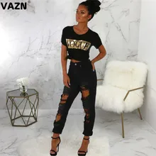 VAZN, хит, популярные, умные, выдалбливают, необычные, сексуальные, для снижения возраста, необычные, уличные, модные, одноцветные, женские, длинные, прямые джинсы