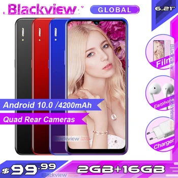 

Blackview A80 6.21'' HD+ IPS Screen Android 10.0 Go Mobile Phone 2GB RAM 16GB ROM Quad Rear Cameras 4G Smartphone 4200mAh