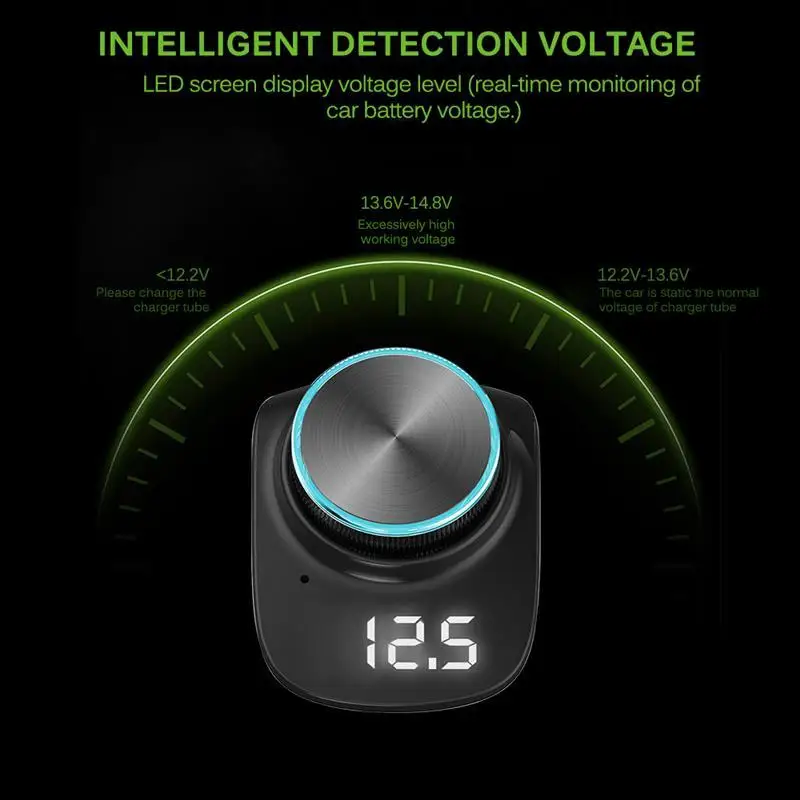 Автомобильный MP3-плеер с Bluetooth 5,0, двойной USB, быстрая зарядка, AUX, Автомобильный Mp3 адаптер, поворотная кнопка, ЖК-экран, защитный, больше способов отображения