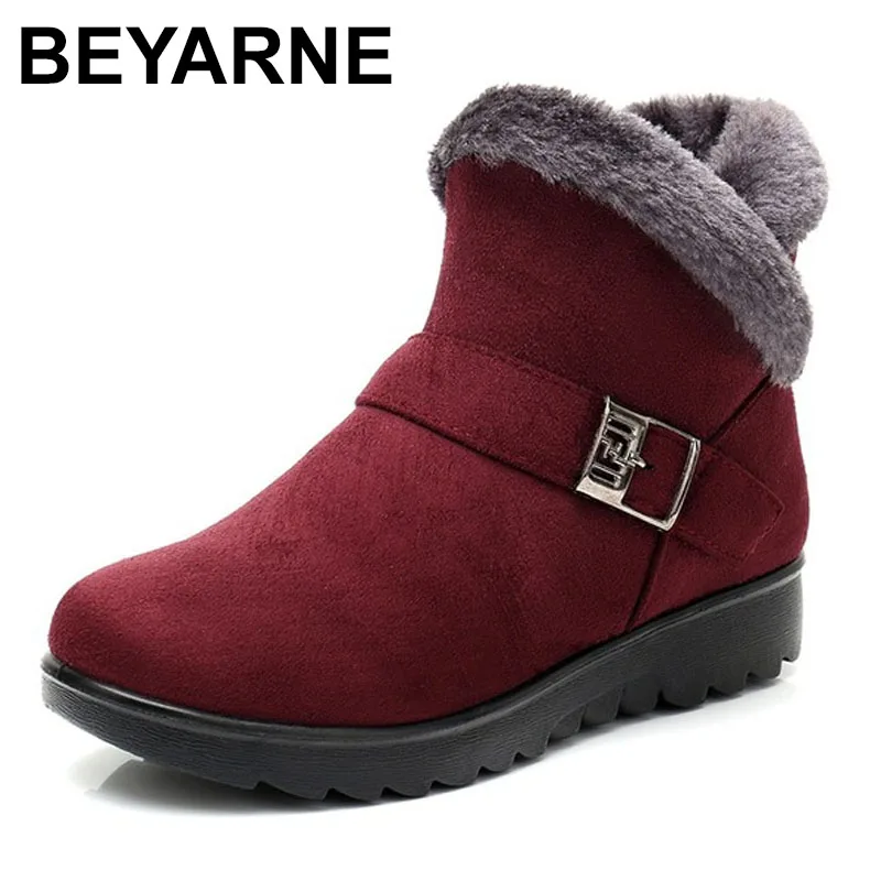 BEYARNEWinter/Плюшевые короткие теплые зимние ботинки на меху; женские ботильоны на платформе; женская замшевая обувь на молнии; большие размеры; freeE999