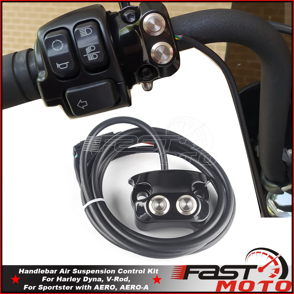 1" 25mm Handlebar Air Ride Switch Controller Push Button Air Suspension Control Kit For Harley