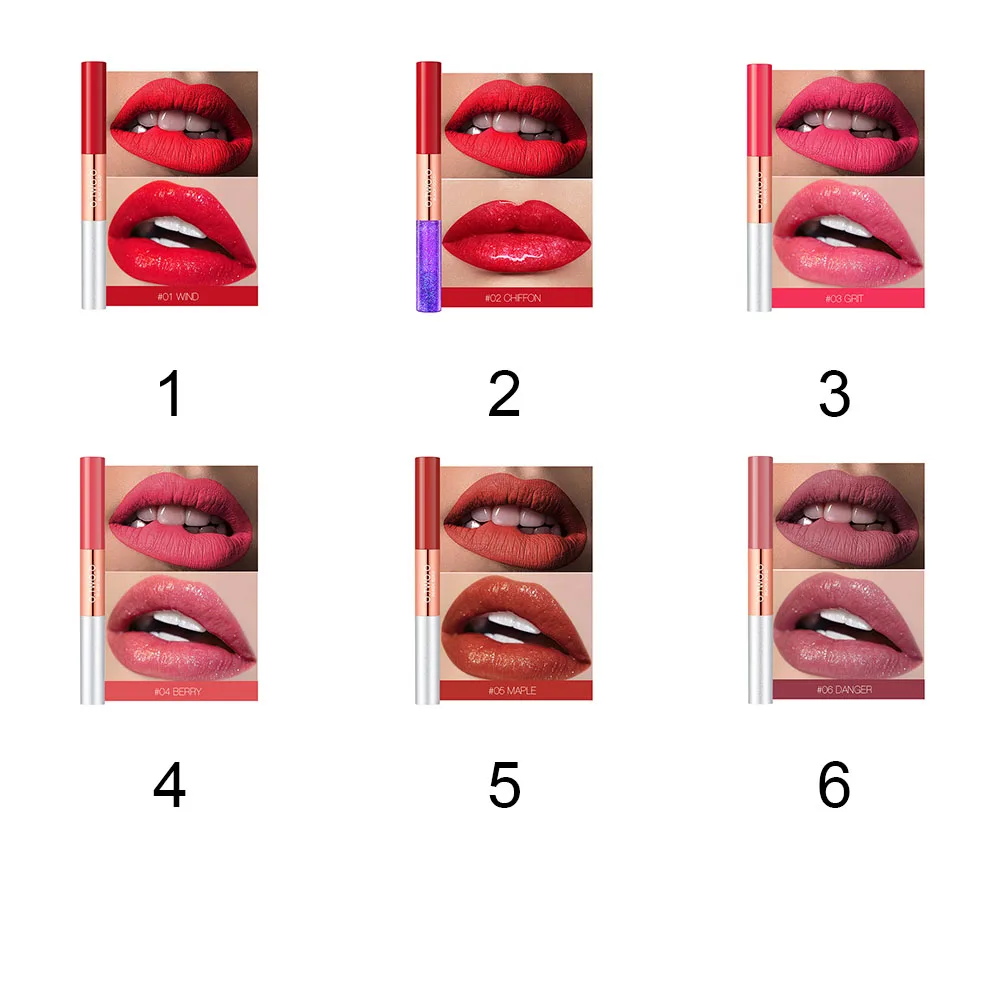 Party Matte Non-stick Cup Lipstick Clear Gift Lip Gloss Double-end Long Lasting Glaze Portable Women Moisturizing For O.TWO.O