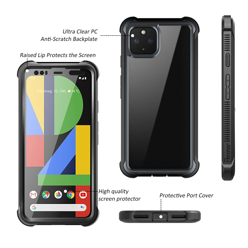 Роскошный жесткий защитный чехол для экрана для Google Pixel 4 XL, чехол, PC, TPU, силикон, защита 360, shpock, чехол, Capa Funda