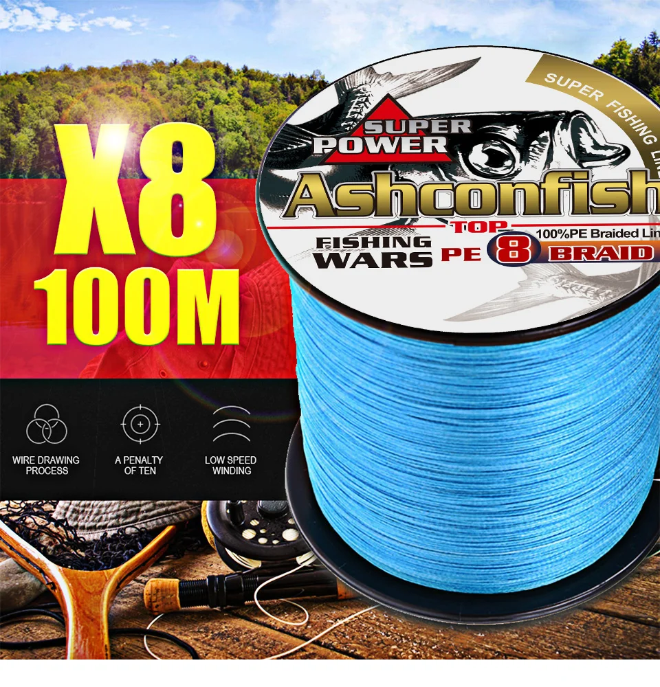 Рыболовная леска из ПЭ 8 нитей 100 м 6 lb|pe line|100m braidedbraid fishing |