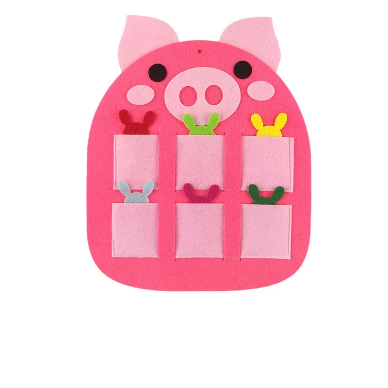Pig 1 комплект большой мультфильм животное нетканый Войлок Ткань обучающая игрушка для детей раннего обучения обучающий материал Обучающие инструменты - Color: Pig