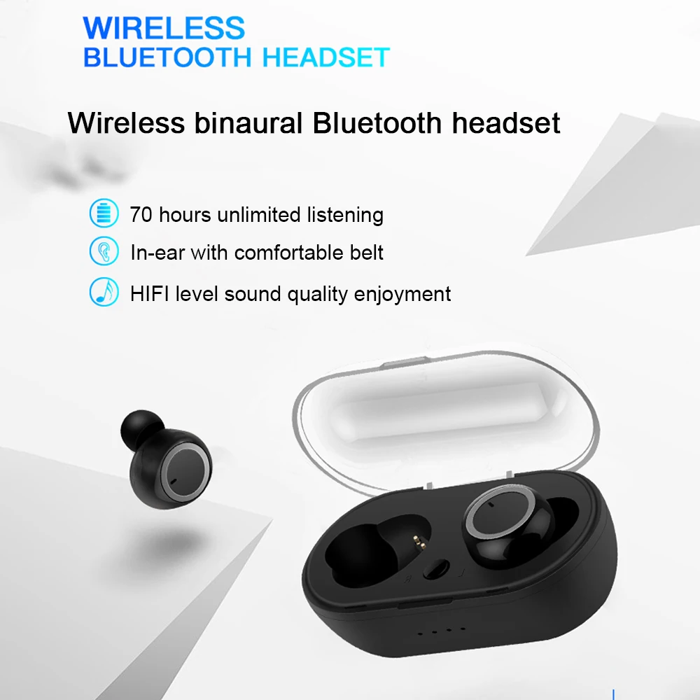 HANGRUI Bluetooth 5,0 Беспроводная Спортивная гарнитура TWS мини наушники в ухо 8D стерео двойные наушники зарядное устройство коробка с микрофоном Мобильная мощность